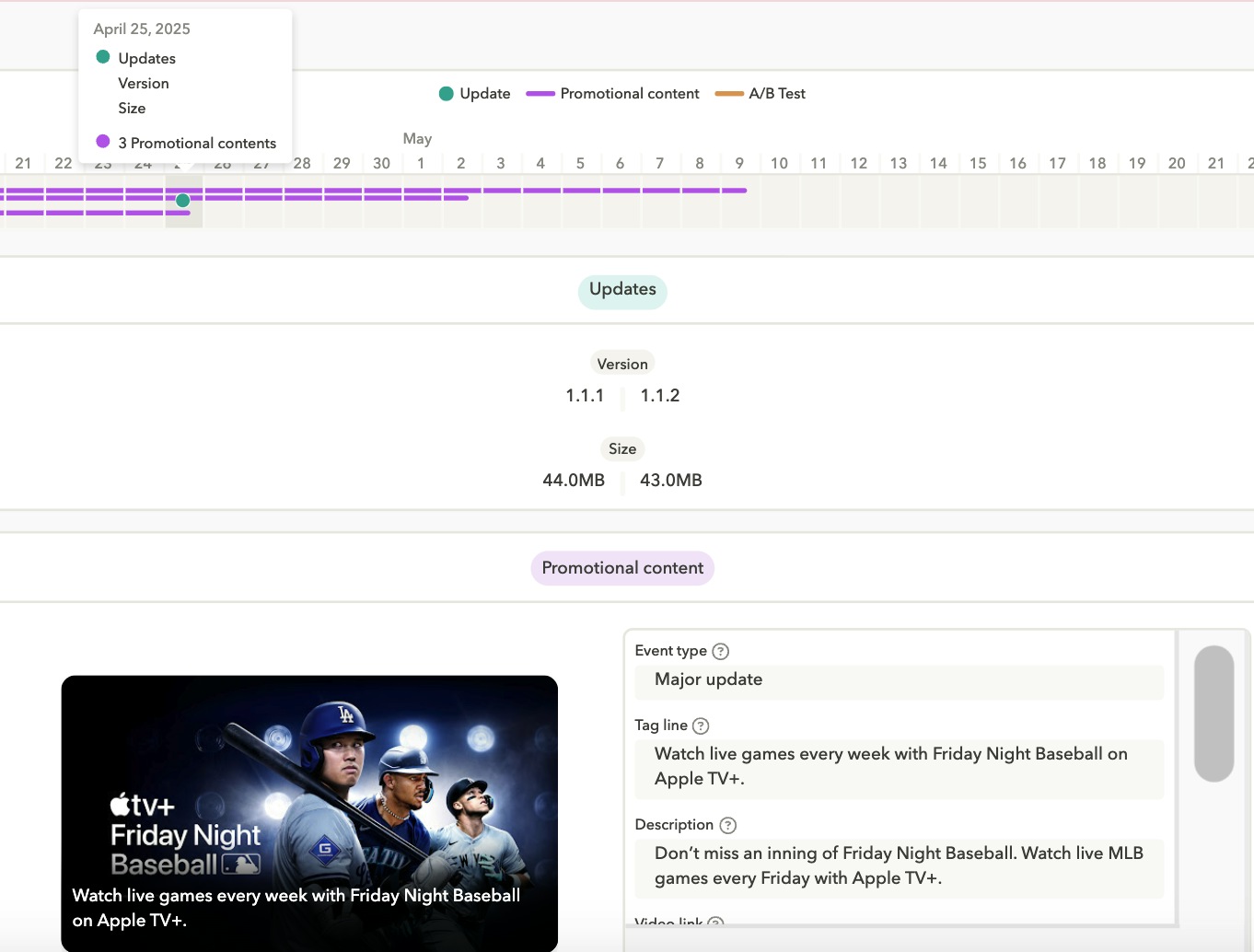 See rival app metadata history and promotional content in AppTweak.
